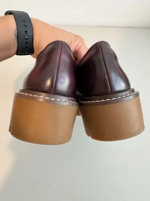 Nordstrom Notorie Leather Loafers Size 8 Burgundy Chunky Platform Shoes Academia thumbnail 4