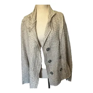 CAbi Estate Chenille Womens Blazer Sz M Lagenlook Artsy Knit 985 Quiet Luxury thumbnail 3