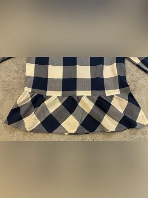 Women’s Southern Tide 3/4 sleeve Navy and White Gingham Peplum Top Size Medium thumbnail 2