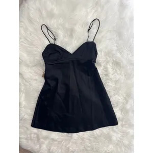 Skims Satin Mini Dress Obsidian Size XXS thumbnail 2
