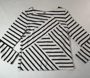 J. Crew Black and White Striped Long Sleeve Top thumbnail 1