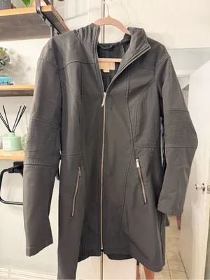 Michael Kors Olive Green Hooded Long Trench Coat thumbnail 1