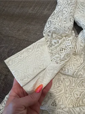 Free People Ivory White Uptown Lace Long Sleeve Mini Dress thumbnail 9