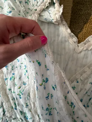 LoveShackFancy Carlo Dress Mini Short Tiered Ruffle Bonnett Blue Size Petite thumbnail 4