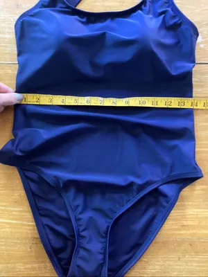 Quince NWOT Navy Blue Cross-Back One-Piece Swimsuit Large thumbnail 6