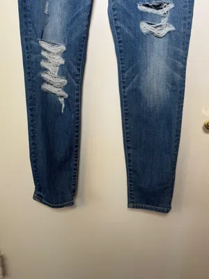 American Eagle Outfitters Women's Distressed Blue Denim Jeans 12 Short Skinny thumbnail 3