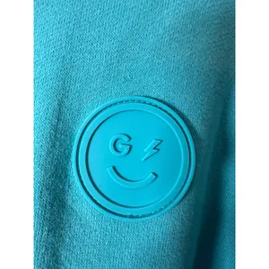 Gilly Hicks Sweatshirt Womens Large Turquoise Oversized Smiley Face Crewneck thumbnail 3