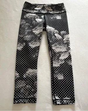 Lululemon - Black Polka-Dot Floral Cropped Leggings - Womens Size 4 thumbnail 1