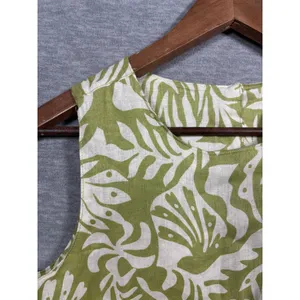 Rachel Zoe Womens Tank Top S Green White Linen Sleeveless‎ Reversible thumbnail 5