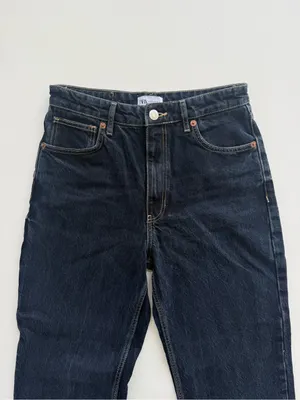 Zara Hi-Waisted Wide Legged Indigo Jeans size 8 thumbnail 3