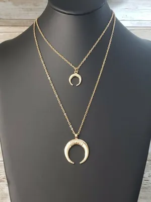 Double Charm Gold Tone Layered Statement Necklace thumbnail 1