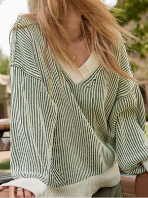 aerie beyond oversized chenille v neck sweater | royal palm thumbnail 1