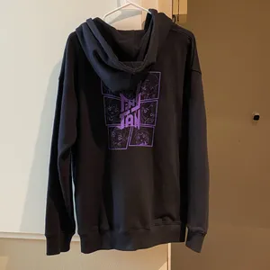 TinyTAN BTS Black Zip-Up Hoodie with purple graphic , size L, unisex thumbnail 2