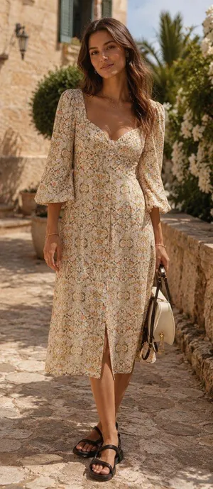 Sancia the Fleur Casual Vacation Midi Dress in Luziannes Floral Size Small NWT thumbnail 1
