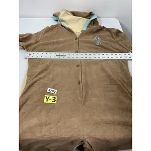 Adult Rongtai Hooded 1 Piece Ginger Bread Man Pajamas XXL Tan Flannel NWT thumbnail 5