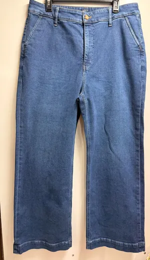 J. Crew High rise trouser wide leg jeans size 33denim cotton women thumbnail 1