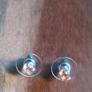 Champagne Color Simulated Diamond Sterling Silver Stud Earrings thumbnail 5
