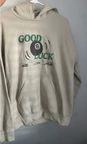 Beige Graphic Hoodie Tan Size M thumbnail 1