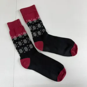 Women's red snowflake stretch‎ knit tall crew socks accessories casual one size thumbnail 1