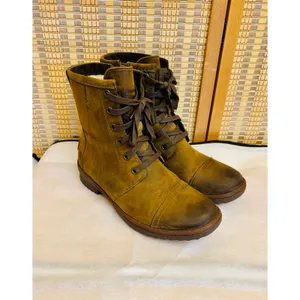 UGG Australia Ashbury Suede brown leather lace up combat boots sherpa lined shoe thumbnail 3