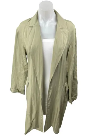 Zara Women's Green Notch Lapel Collar Pockets Open Front Blazer Coat Jacket XS thumbnail 1