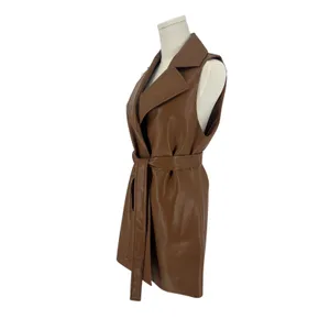 Alice +‎ Olivia NWT Rozlynn Camel Vegan Leather Belted Vest Mini Dress XS thumbnail 8