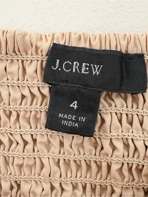J Crew Button-front 100% cotton poplin midi dress smocked back sleeveless tan 4 thumbnail 7