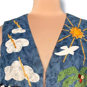 Handmade Vintage Noahs Ark Reversible Vest Folk Art Animals Whimsical 90s Layr thumbnail 7