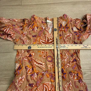 Roller Rabbit Women’s Puff Sleeve Viscose Floral Brown Maxi Dress Size S thumbnail 3