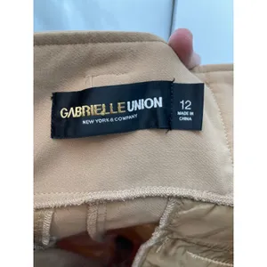 Gabrielle Union Tan‎ Wide Leg High Waisted Pants Paper Bag Size 12 Work Business thumbnail 5