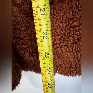 Free People Sherpa Teddy Pea Coat Oversized Burnt Orange Brown Jacket Cozy XS thumbnail 9