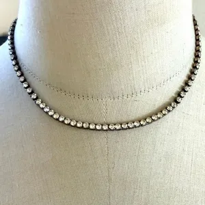 Vintage Rhinestone Tennis bar Necklace thumbnail 1