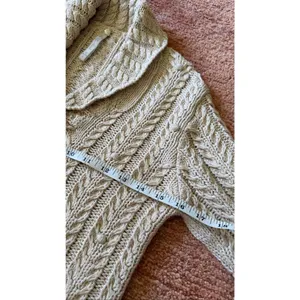 Leo & Nicole Women’s Cable Knit Cotton Sweater Shawl Collar Beige L thumbnail 5