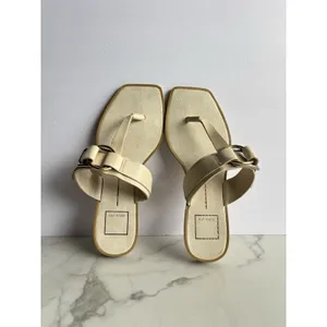 Dolce Vita Ilene Sandals Womens 8.5 Cream Off White Buckle Square Thong Slide thumbnail 8