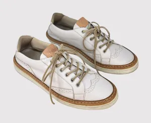 AGL Womens Shoes White Leather Low Top Wingtip Casual Fashion Sneakers 38 US 7.5 thumbnail 1