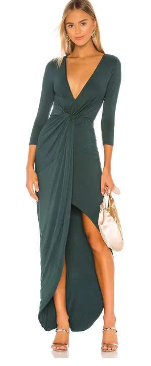 Lovers and Friends Sundance Maxi Dress Everglade Green V-Neck Twist Front Small thumbnail 1