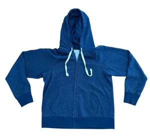 Uniqlo Hoodie Women Large Blue Excellent Zip Up Heathered Raglan Soft thumbnail 1