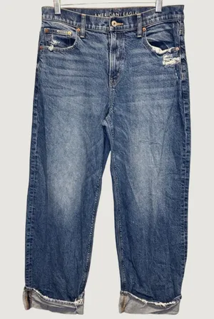 1972 | American Eagle High Waisted Wide Leg Relaxed‎ Baggy Jeans Blue Women 8 thumbnail 1
