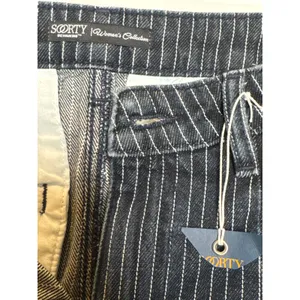 Soorty Pinstripe Chino Pants Black White Stripe Slim Fit Casual 28" thumbnail 4