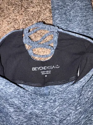 Beyond Yoga Leggings Size XS Xtra Small Marled Blue Lattice Back Polyester Blend thumbnail 4