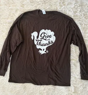 Girlie Girl Original Give Thanks Turkey‎ Brown Long Sleeve Shirt Thanksgiving XL thumbnail 1