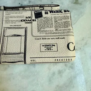 NWT Coach Large Corner Zip Wristlet in Vintage Newspaper Print thumbnail 5