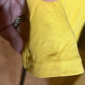Lauren Ralph Lauren Yellow Boat Neck Top Size Small Cotton LRL Logo Elbow Sleeve thumbnail 3