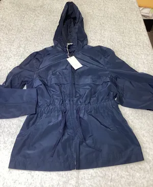 A New Day Womens Navy Blue Hooded Windbreaker Jacket Size M Adjustable Waist thumbnail 1
