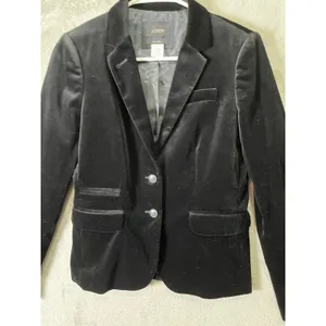 JCrew Schoolboy Black Velvet Blazer Tailored Quiet Luxury Preppy Academia 2 Tall thumbnail 2