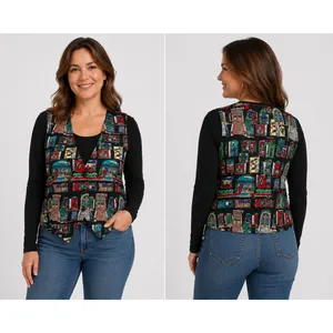 Nicole Miller Vintage 100% Silk Christmas Vest Nutcracker Novelty Womens‎ Medium thumbnail 2