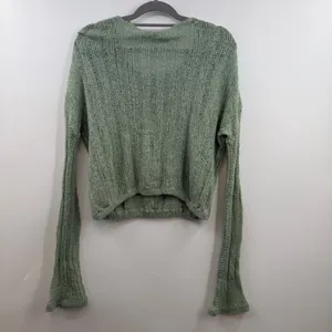 Free People Angel Soft Sweater Small Mint Green Alpaca Blend Oversized Open Knit thumbnail 5