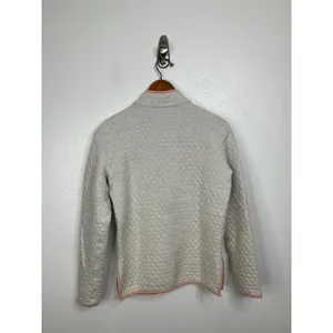 Marine‎ Layer Womens Quilted Snap Pullover Sweatshirt Cream Pink XS thumbnail 2