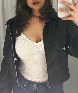 Beige boho crop top thumbnail 1