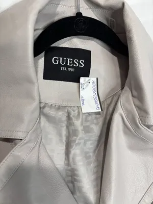 Guess Faux Leather Asymmetrical Moto Jacket Stone Grey Size XXL thumbnail 2